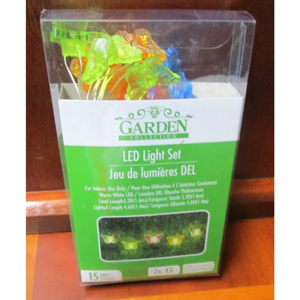 Garden Collection Butterfly LED String Lights 15 Count 5 Feet Long Indoor Decor